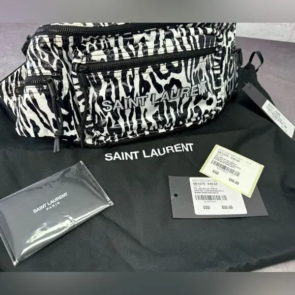 Saint Laurent Zebra Print Nylon Fanny Bag NWT - Picture 2 of 12